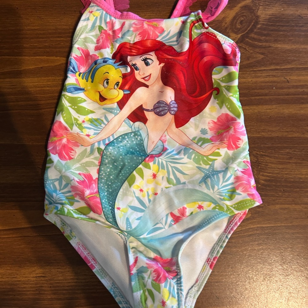 Disney Little Mermaid One Piece Swimsuit Pink and Green